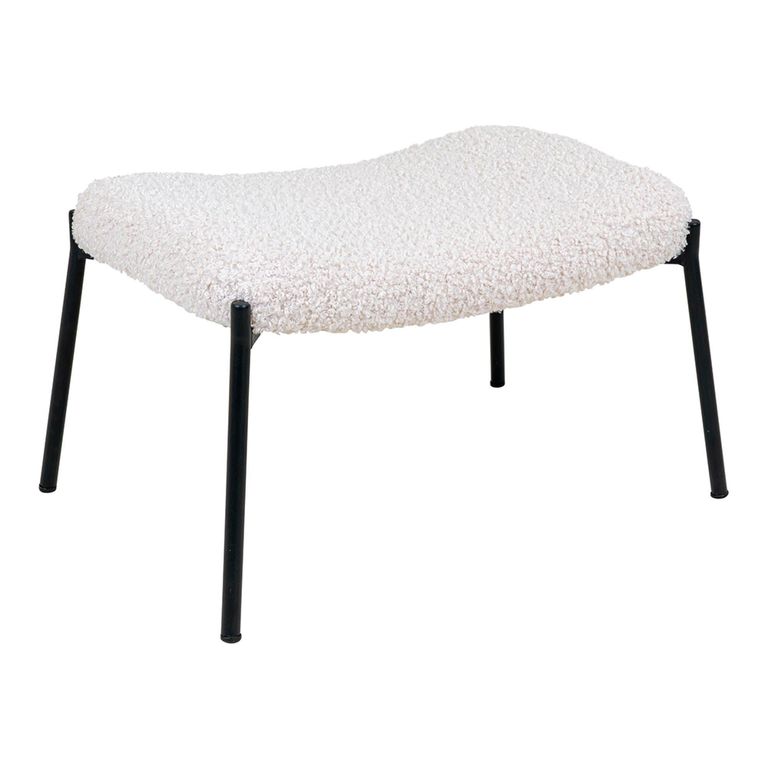 Glasgow Footstool - White Faux Lambskin