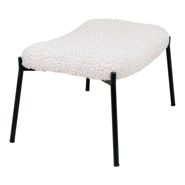 Glasgow Footstool - White Faux Lambskin