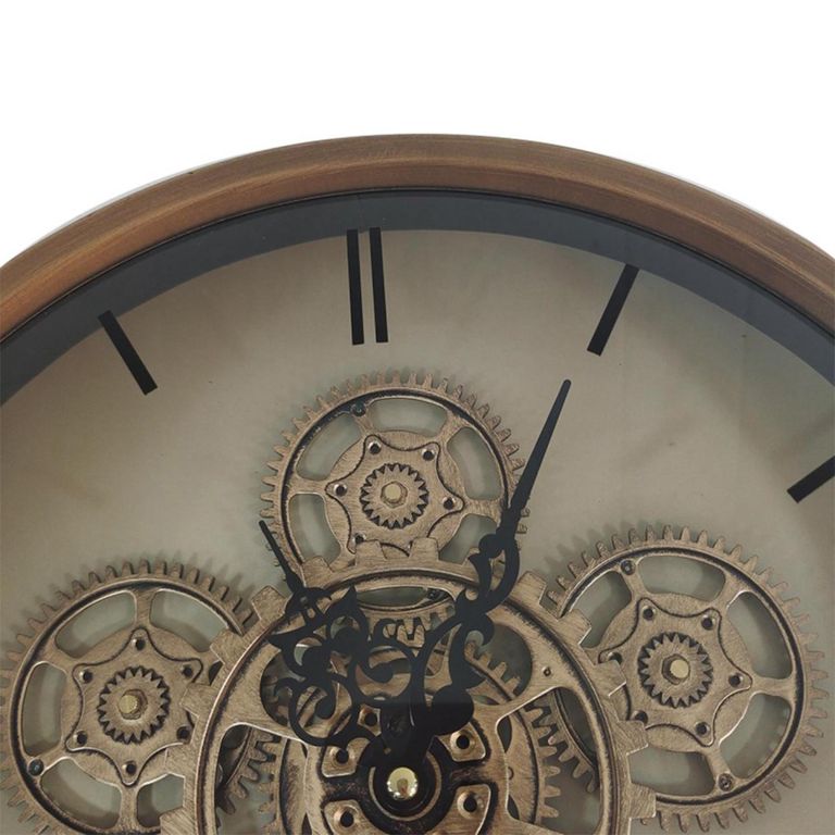 Wall Clock - Round - Gold Gears