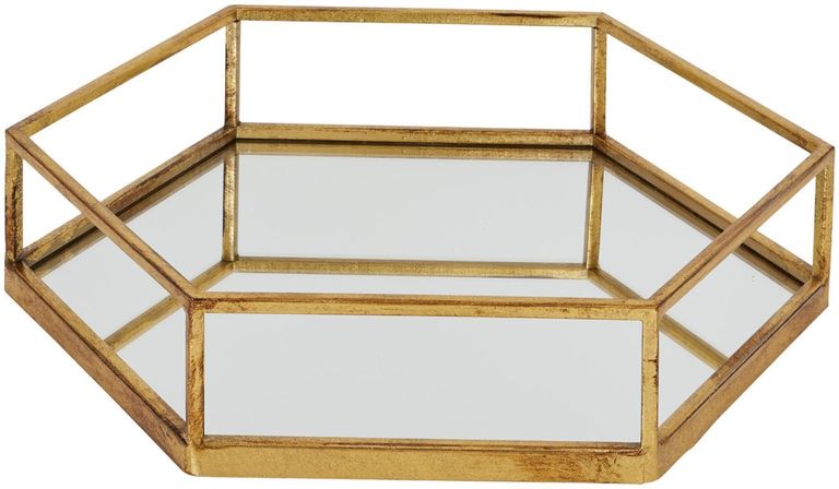 Gold Glass Hexagon Trays (Set of 2)
