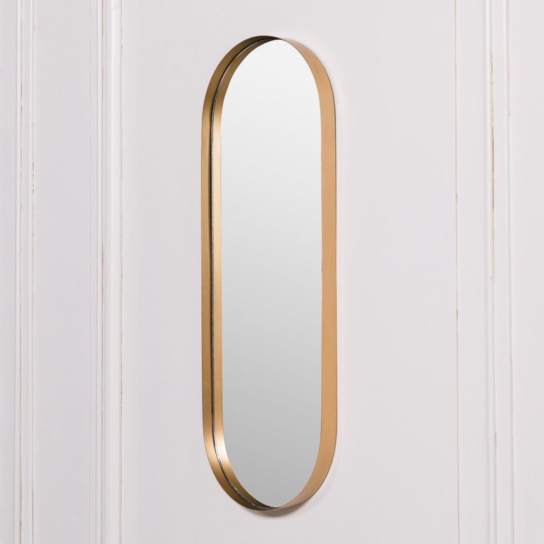 Slim Oval Wall Mirror - Gold - 26cm x 75cm
