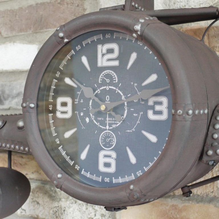 Aeroplane Metal Clock - Grey Metal