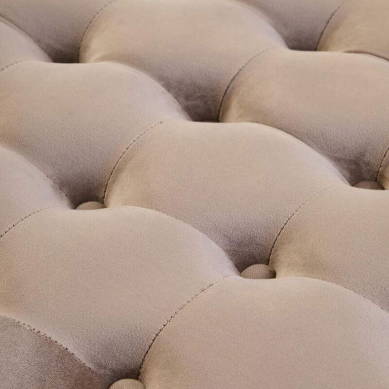 Haley Footstool - Tufted - Round - Mink Velvet Fabric