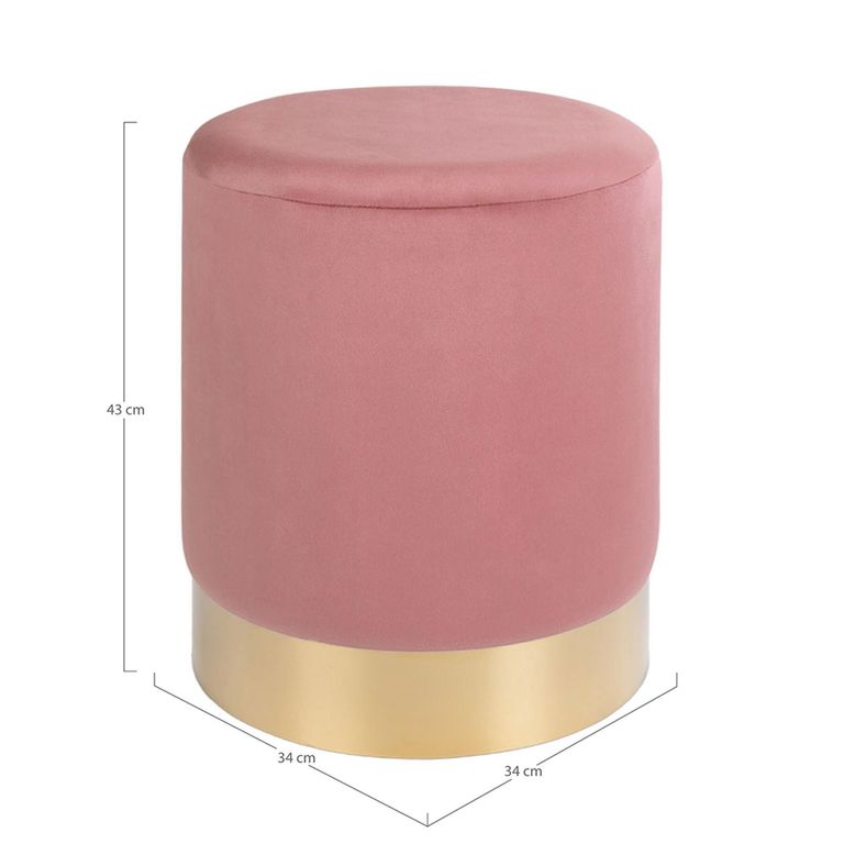 Hampton Pouf - Rose Velvet Fabric - Round