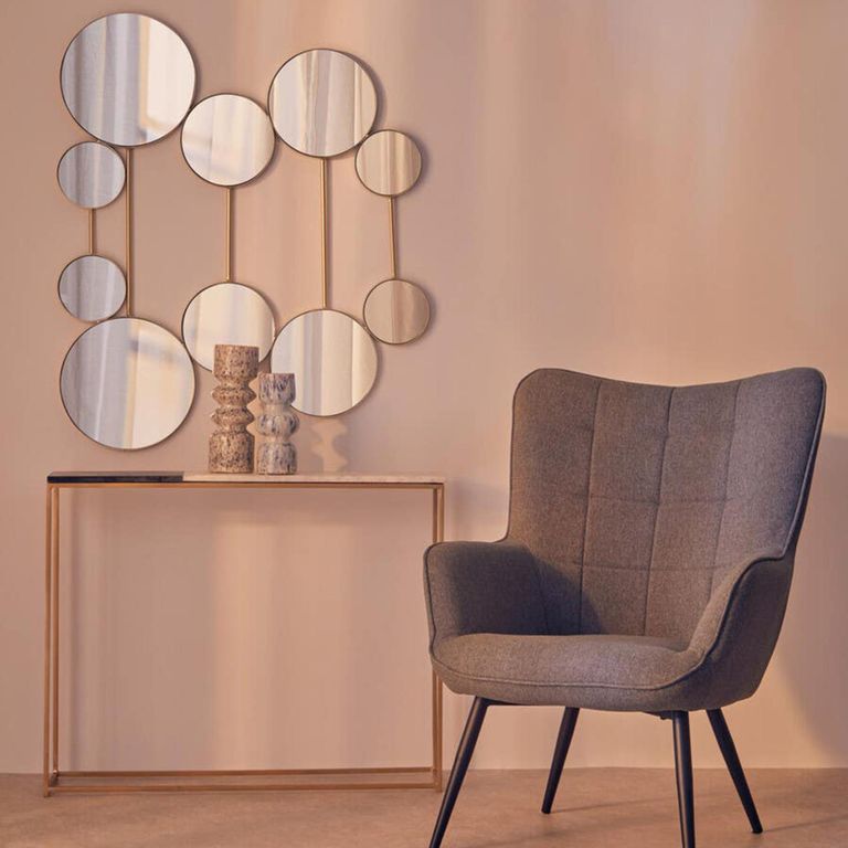 Hana Wall Mirror - Round with Gold Frame