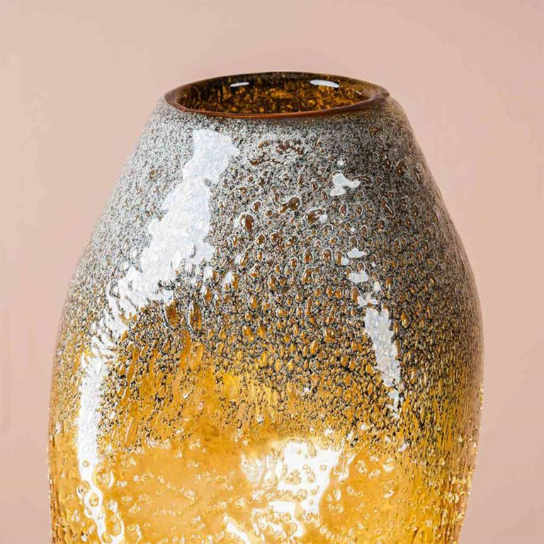 Vase - Handmade - Amber Yellow Glass - Small