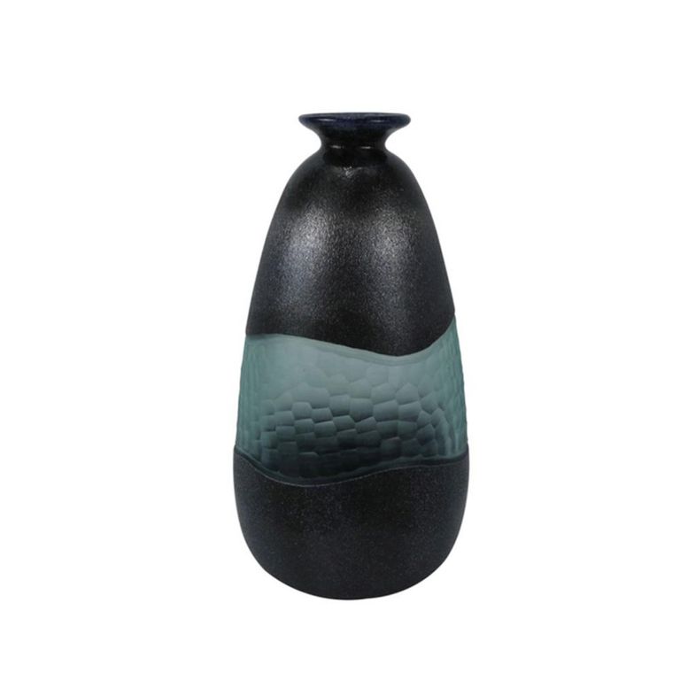 Vase - Handmade - Black and Green Glass