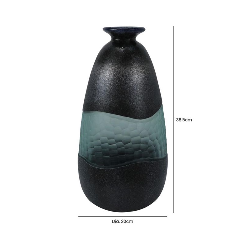 Vase - Handmade - Black and Green Glass