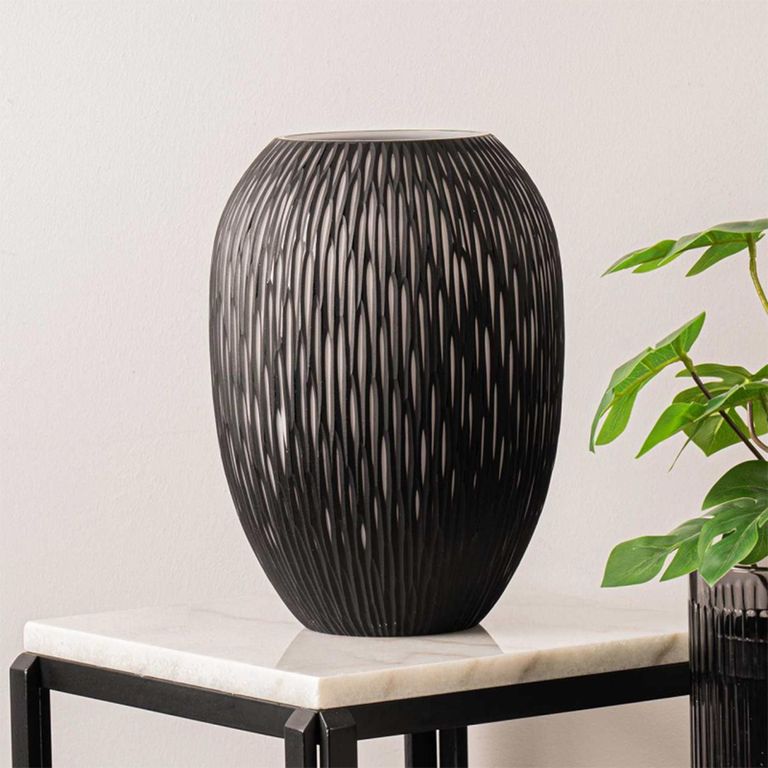 Vase - Handmade - Black and White Glass - Large