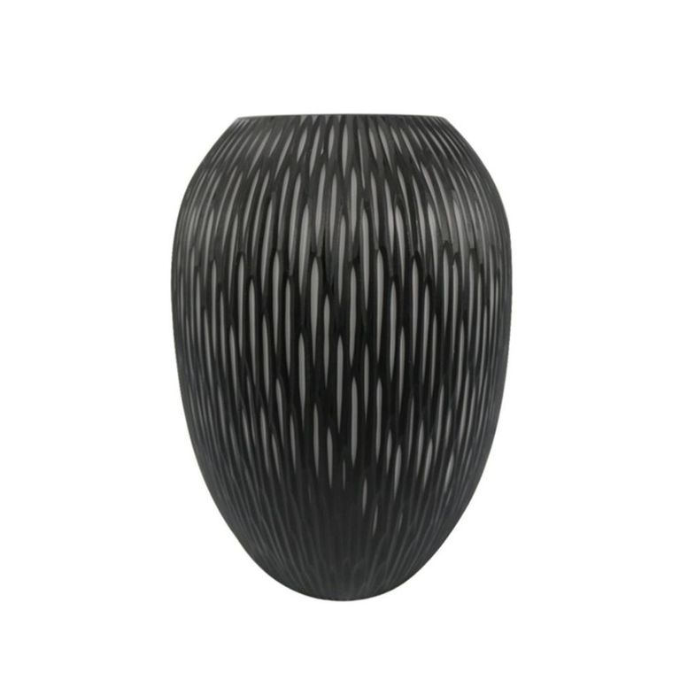 Vase - Handmade - Black and White Glass - Large