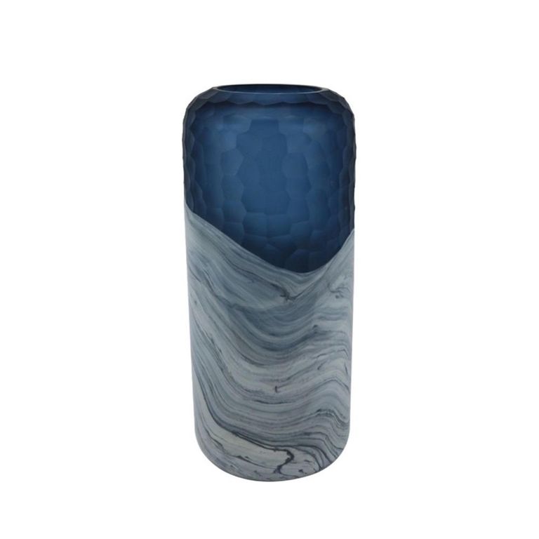 Vase - Handmade - Blue and White Glass