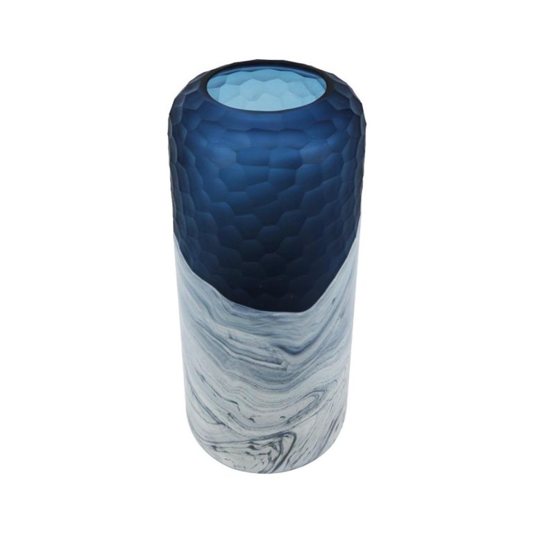 Vase - Handmade - Blue and White Glass