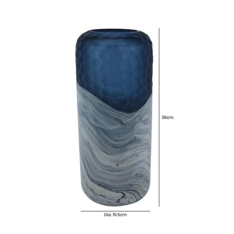 Vase - Handmade - Blue and White Glass