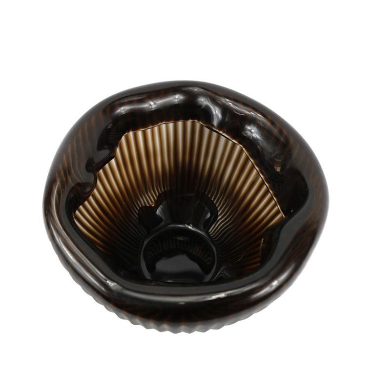 Vase - Handmade - Brown Pleated Glass - Small