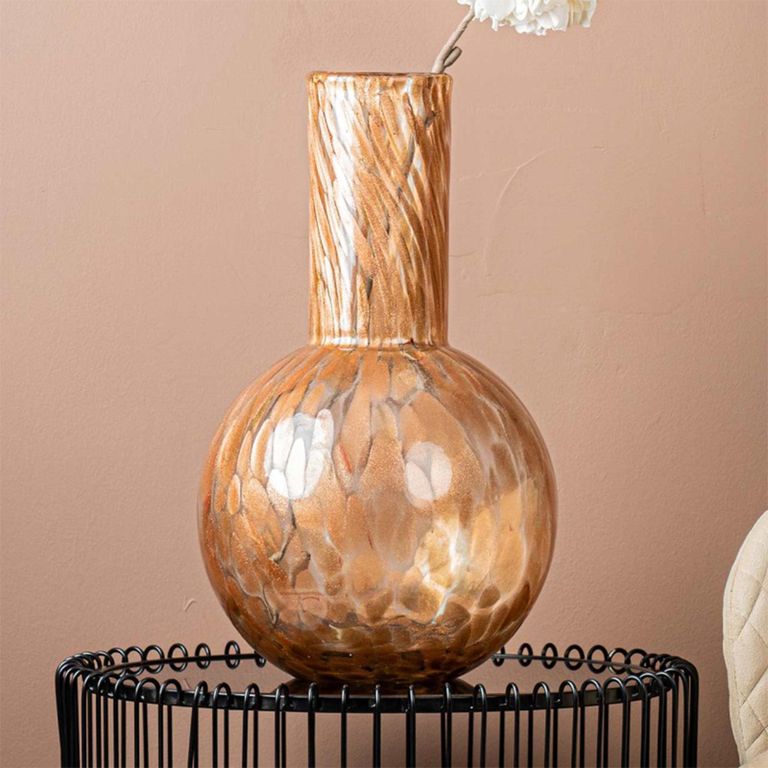 Vase - Handmade - Gold Clear Glass
