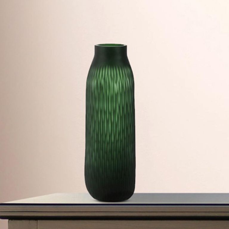 Vase - Handmade - Green Glass - Bud