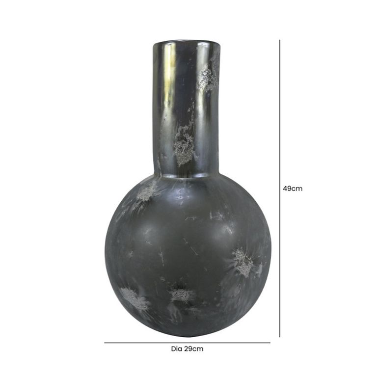 Vase - Handmade - Grey Clear Glass