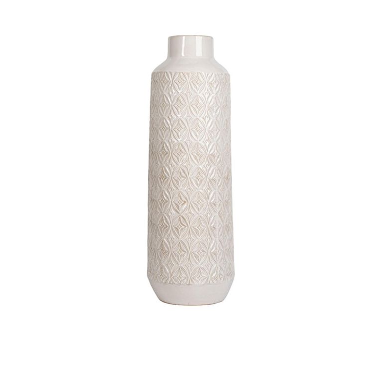 Vase - Handmade - White Carved - Ceramic