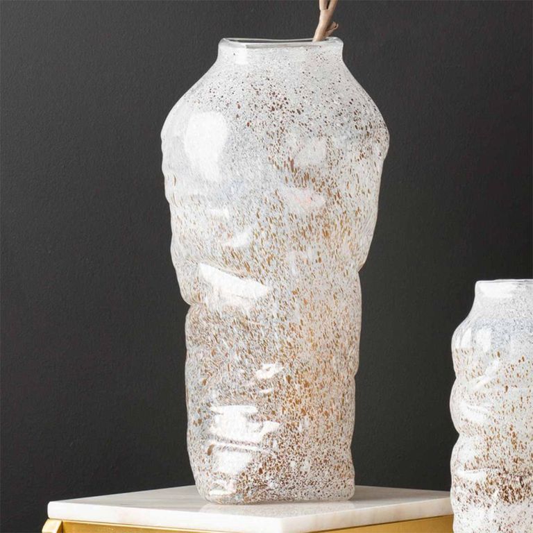 Vase - Handmade - White and Gold Glass