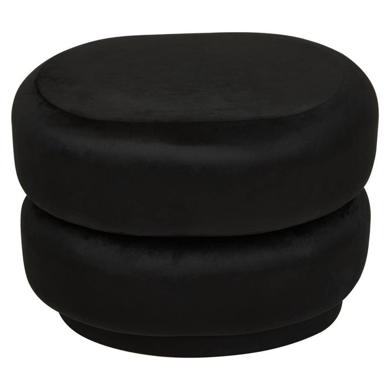 Hartford Pouffe - Oval - Black Velvet Fabric