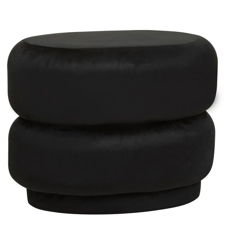 Hartford Pouffe - Oval - Black Velvet Fabric