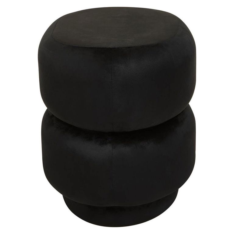 Hartford Pouffe - Oval - Black Velvet Fabric