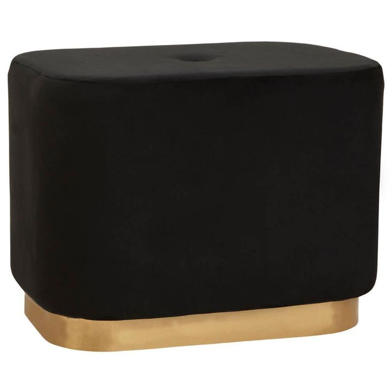 Hartford Pouffe - Black Velvet Fabric