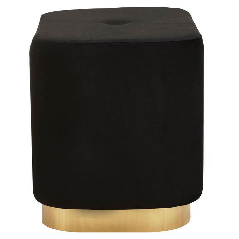 Hartford Pouffe - Black Velvet Fabric