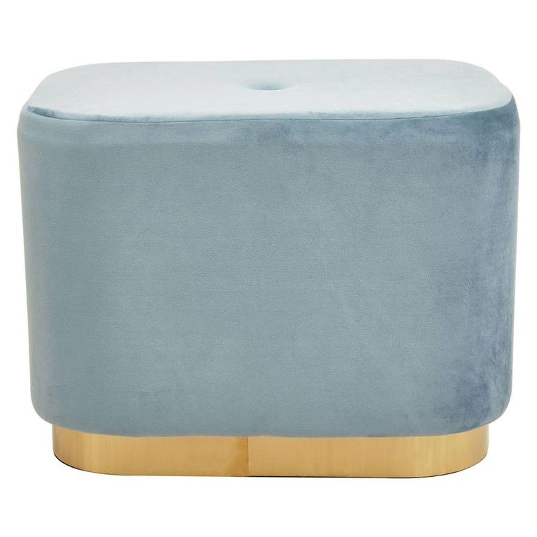 Hartford Pouffe - Blue Velvet Fabric