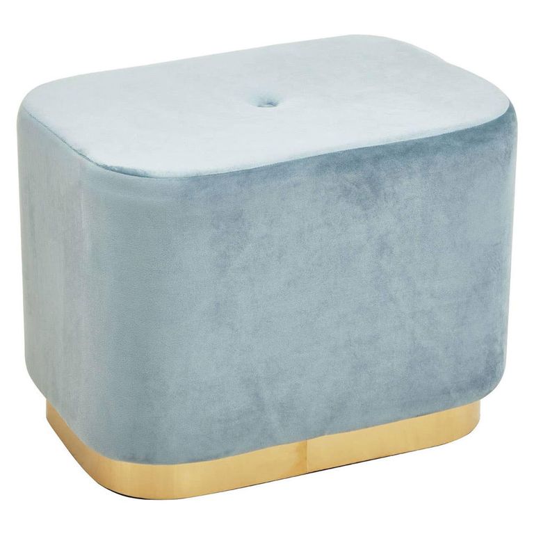 Hartford Pouffe - Blue Velvet Fabric