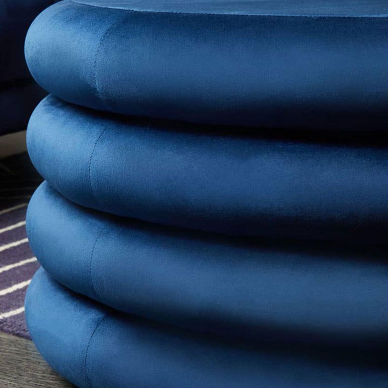 Hartford Pouffe - Round - Navy Blue Velvet Fabric