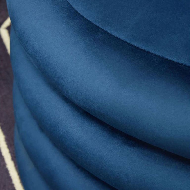 Hartford Pouffe - Round - Navy Blue Velvet Fabric
