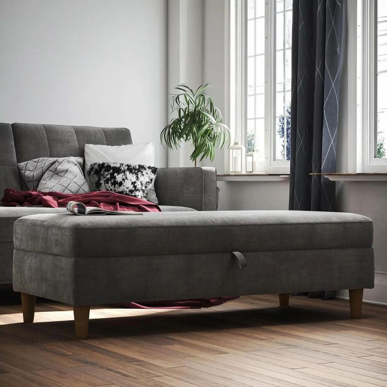 Hartford Ottoman Bench - Storage - Grey Chenille Fabric - 2196459UK