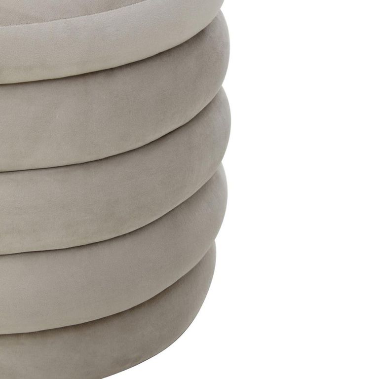 Helen Footstool - Round - Cream Velvet Fabric