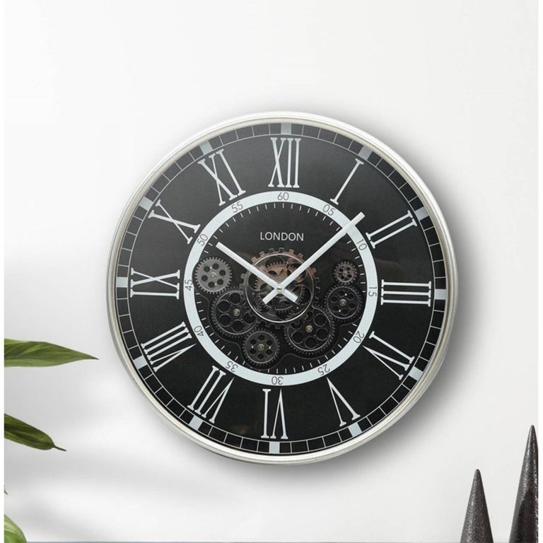 Wall Clock - Round - Industrial Antique Grey Gears