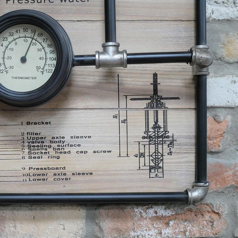 Industrial Clock - Square Pipe - Black Metal
