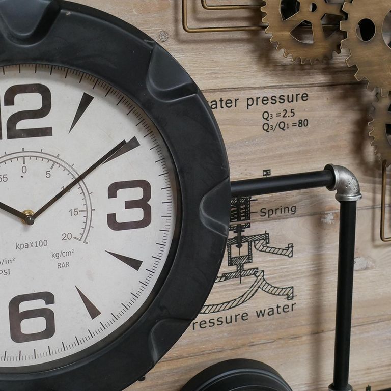 Industrial Clock - Square Pipe - Black Metal