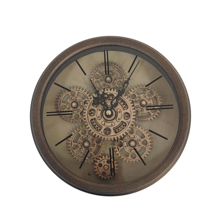 Wall Clock - Round - Industrial Copper Gears