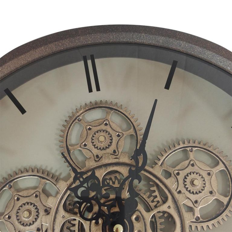 Wall Clock - Round - Industrial Copper Gears