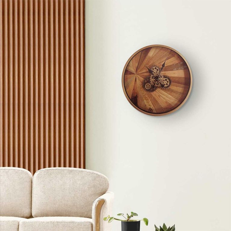 Wall Clock - Round - Industrial Wood Gears