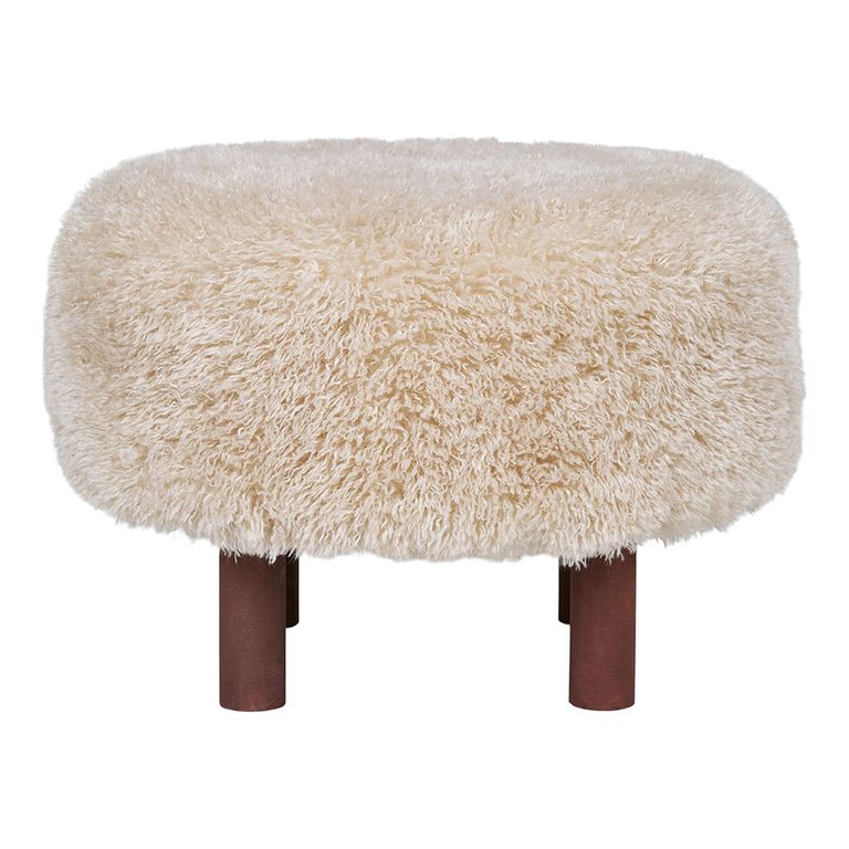 Inverness Pouf - Round - Light Brown Fabric