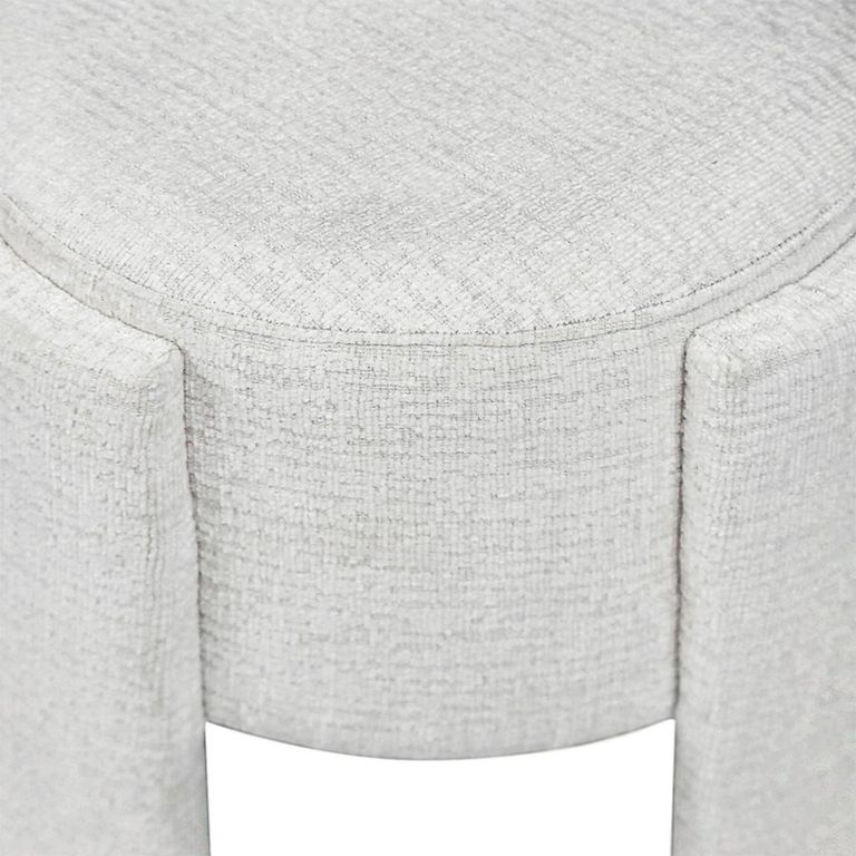 Footstool - Round - Ivory Chenille Fabric - Small