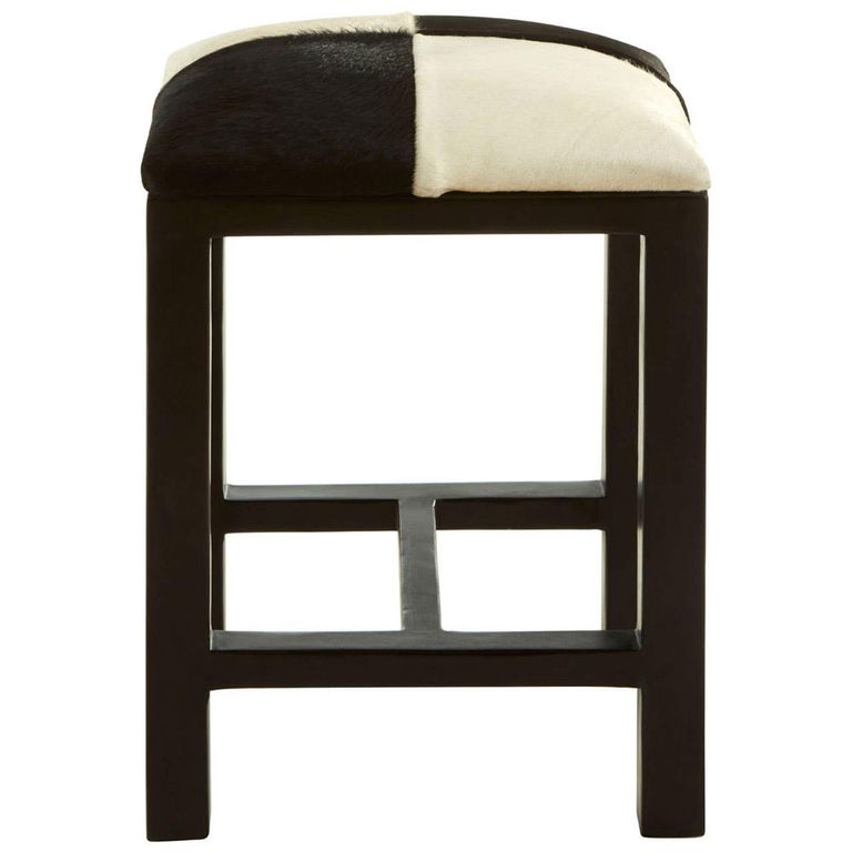 Kendari Footstool - Square - Black and White Leather