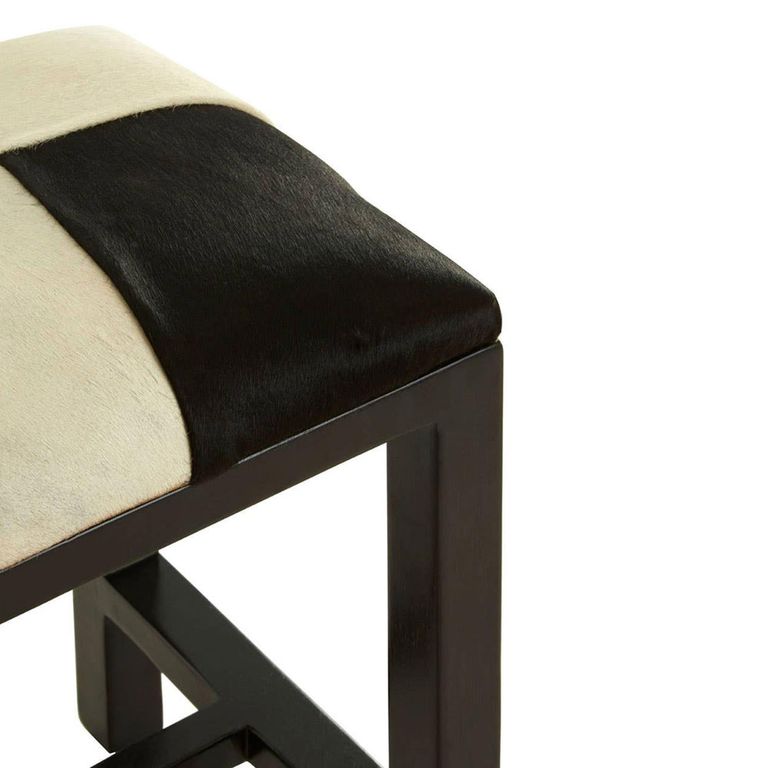 Kendari Footstool - Square - Black and White Leather