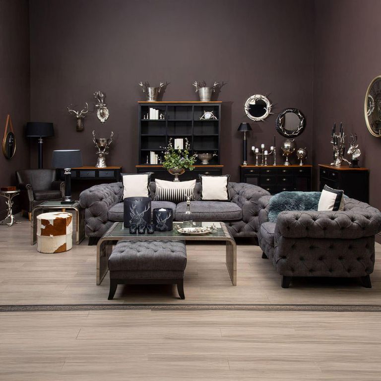 Kensington Townhouse Pouffe - Round - Brown and White Leather