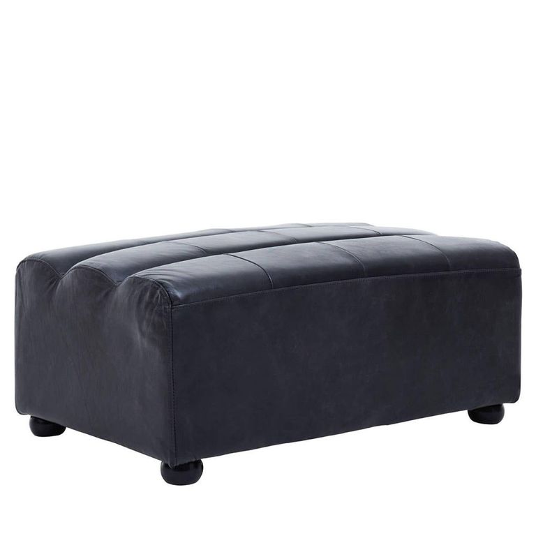 King Ottoman - Distressed Slate Leather