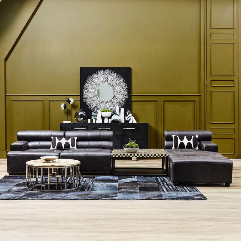 King Ottoman - Distressed Slate Leather