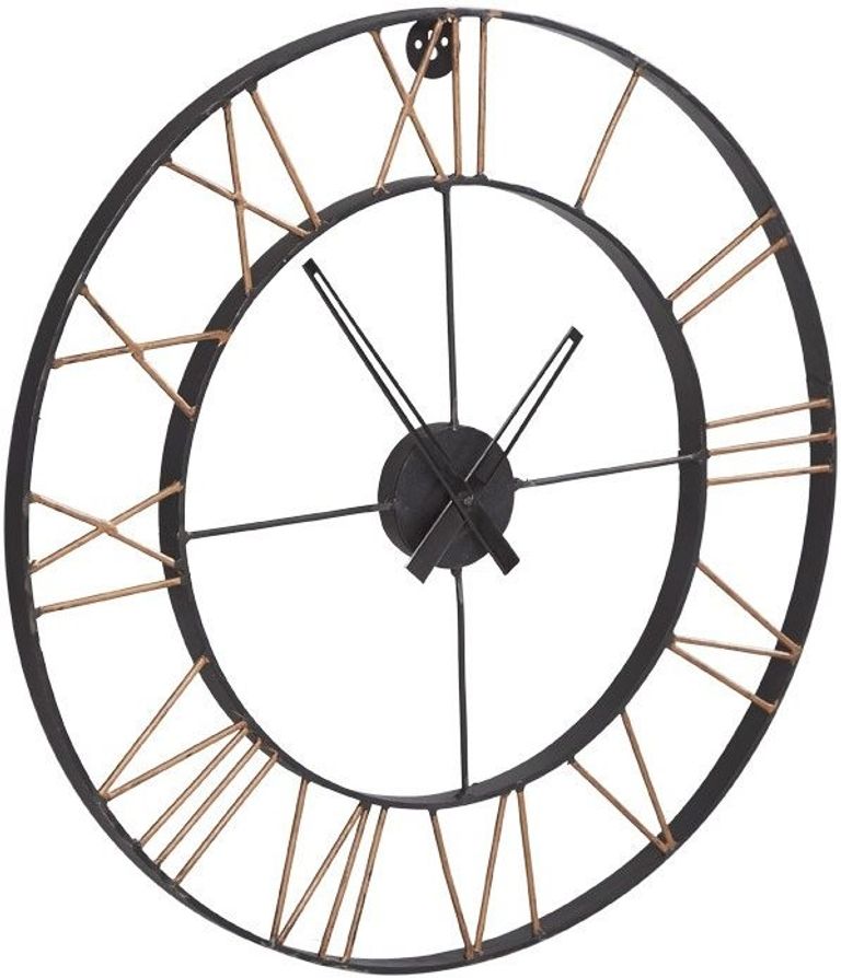 Lac Black Metal Skeleton Round Wall Clock