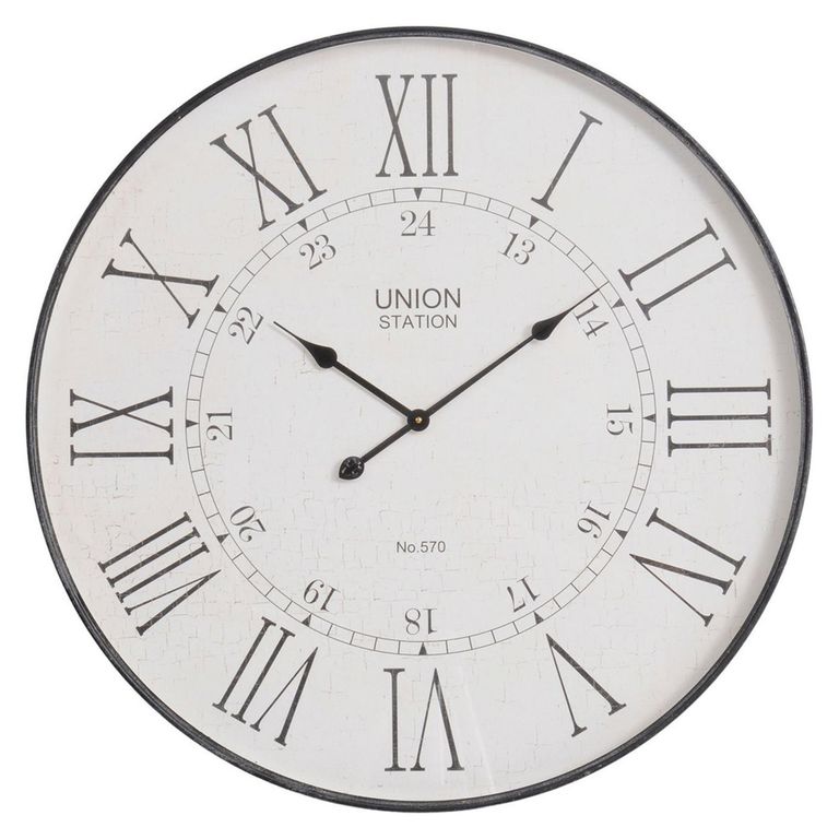 Antique Wall Clock - Black Metal - Round