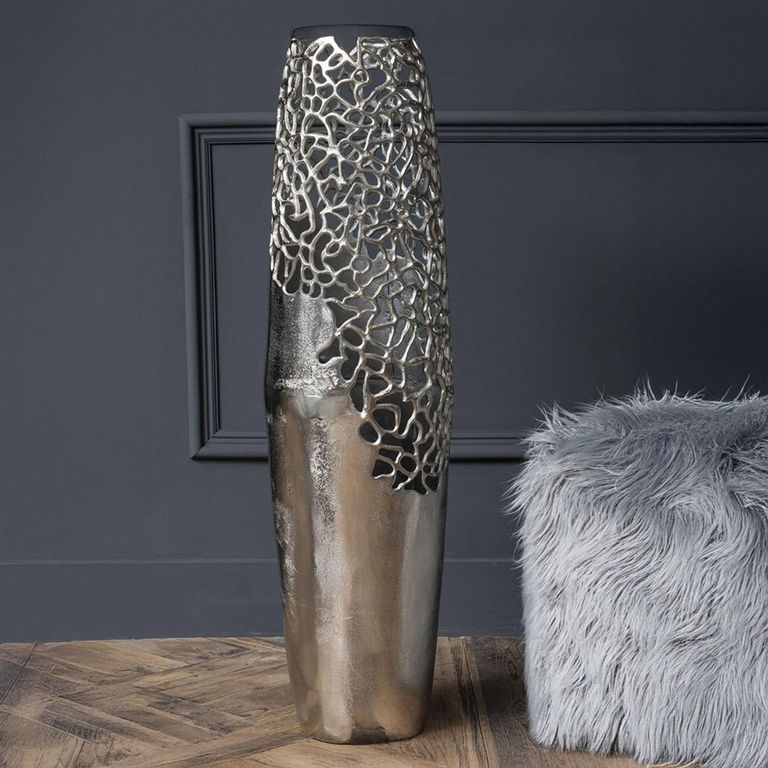 Apo Vase - Coral Silver Metal - Ellipse - Small